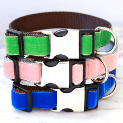 Velvet dog collar stack