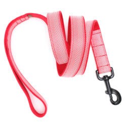 Red herringbone leash