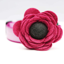 Ruby Pink Poppy Dog Collar Flower