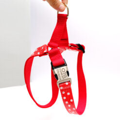 minnie red white polka dot easy on dog harness