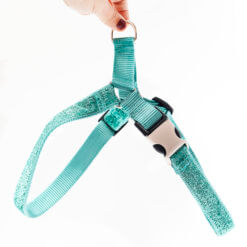 teal glitter dog harness
