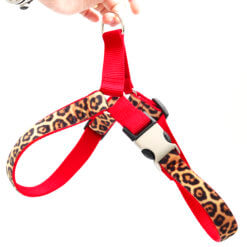 velvet leopard dog harness red
