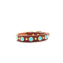 3_4_ leather turquoise studded belt buckle collar