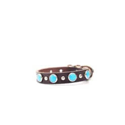 5_8_ leather turquoise studded belt buckle collar
