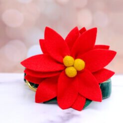 bright red poinsettia dog collar flower christmas