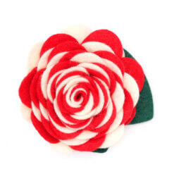 red carnation pepermint candy cane dog collar flower